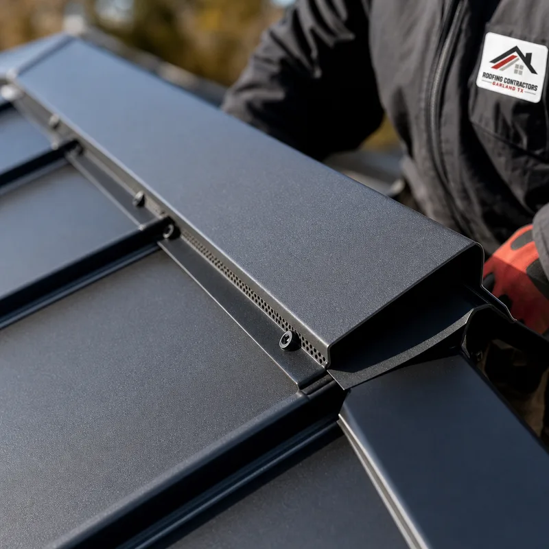 Standing seam ridge cap with ridge ventilation and concealed fasteners