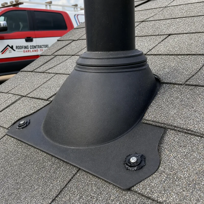 Vent pipe boot on an asphalt shingle roof